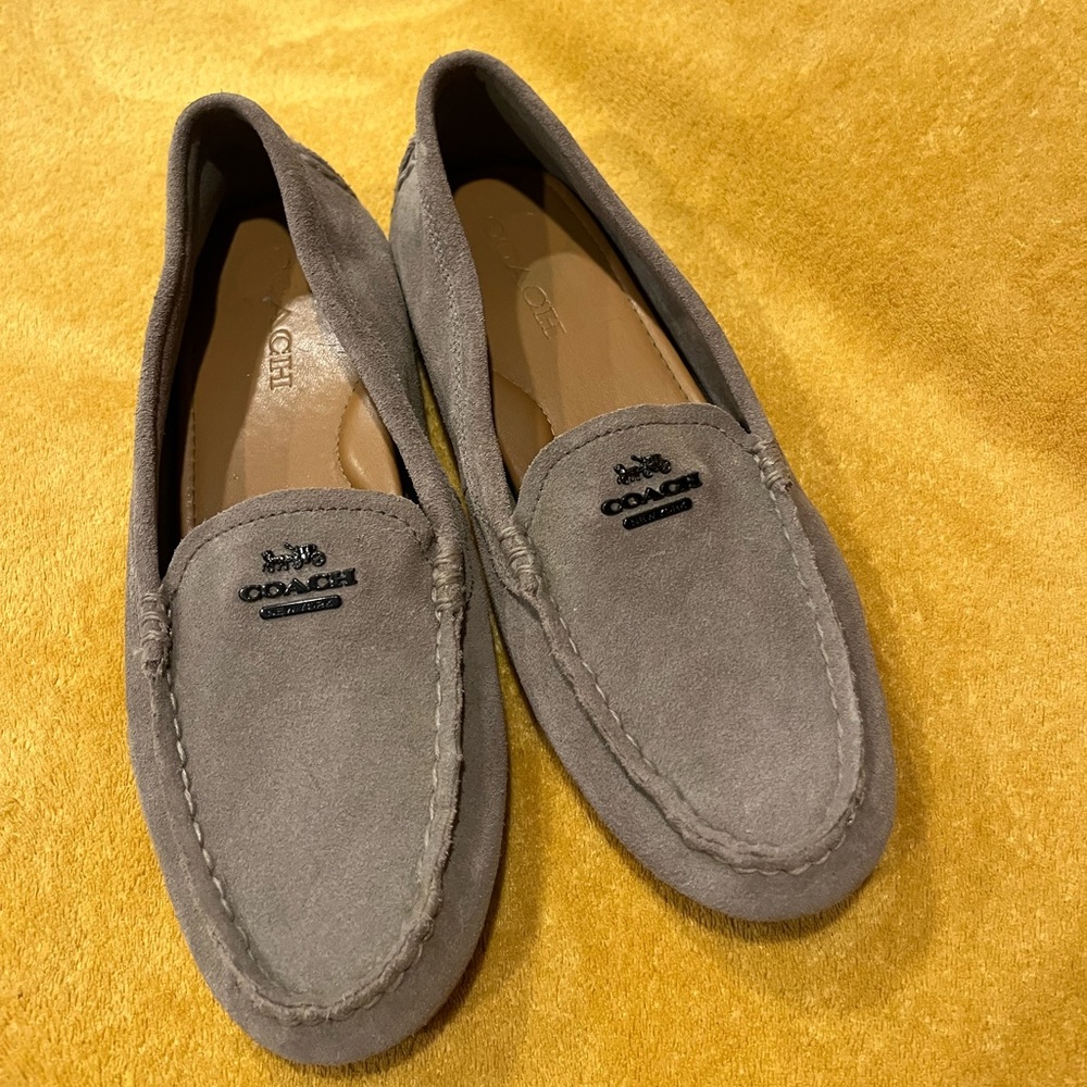 Gray Suede Coach Loafers; Sz 8